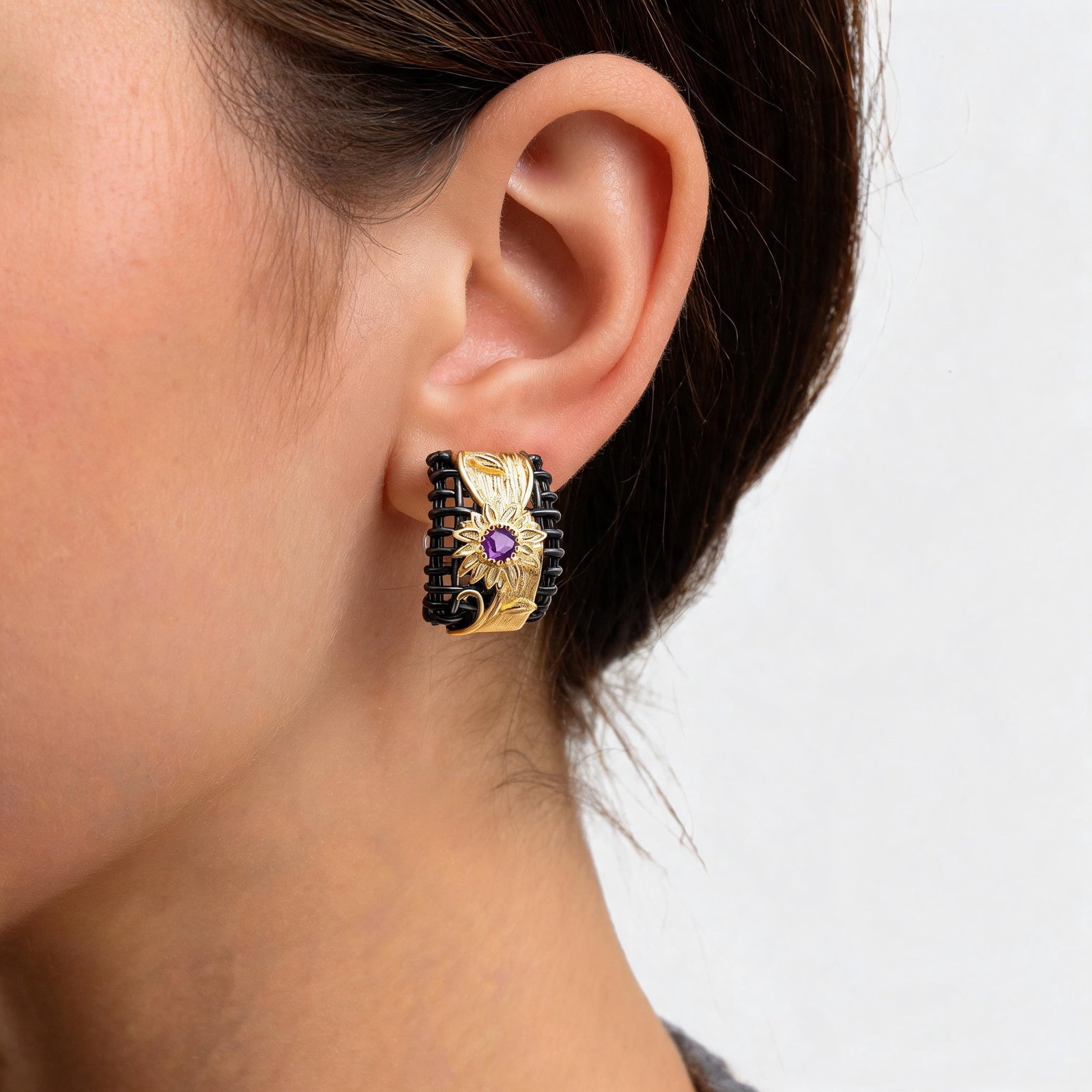 925 Sterling Silver Natural Amethyst Earrings - 4