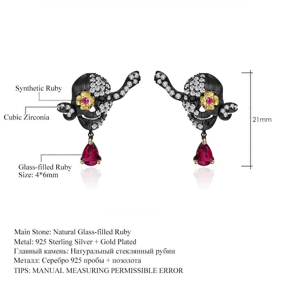 925 Sterling Silver Glass-fillde Ruby & Cubic Zirconia & Synthetic Ruby Jewelry Set - 2