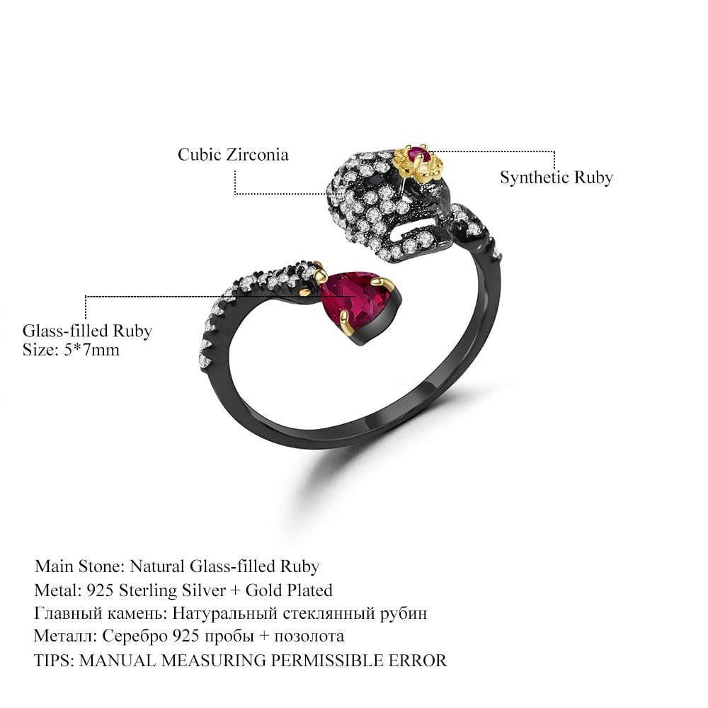925 Sterling Silver Glass-fillde Ruby & Cubic Zirconia & Synthetic Ruby Jewelry Set - 5