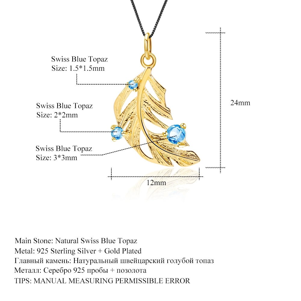 925 Sterling Silver Natural Topaz Necklace - 2