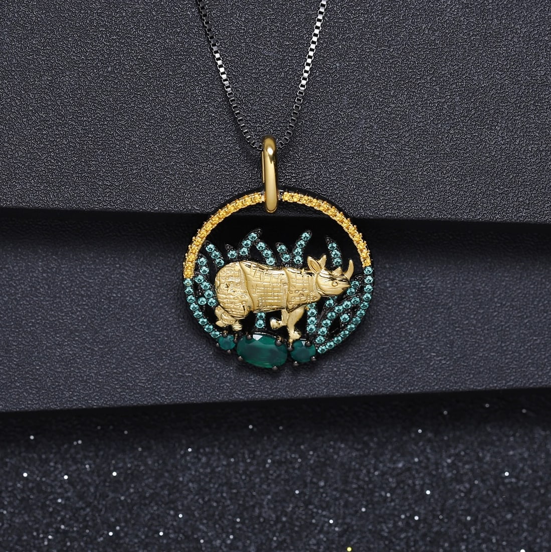 925 Sterling Silver Natural Agate & Nano Emerald & Nano Citrine Necklace - 6