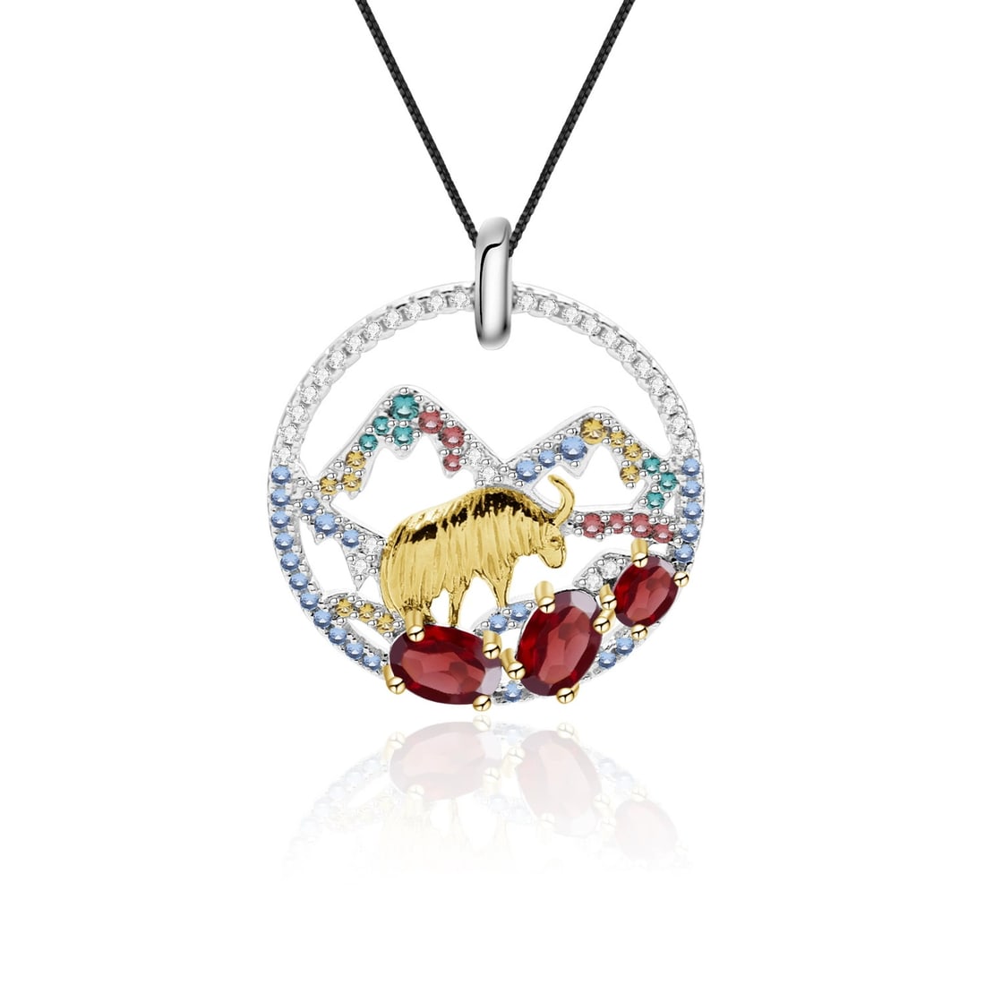 925 Sterling Silver Natural Garnet & Cubic Zirconia Necklace: Ref:260821173 // gold content:925 sterling silver // main gemstone:garnet // shape:oval // carat weight: // color:red // treatment:natural // // adjacent gemstone 2 : cubic zirconia // shape:round //