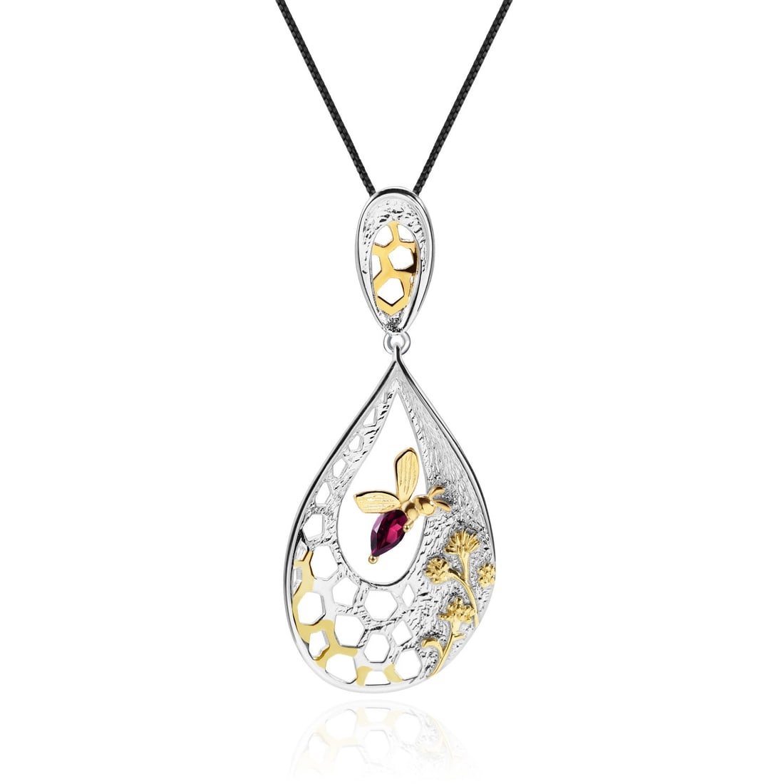 925 Sterling Silver Natural Garnet Necklace - 2