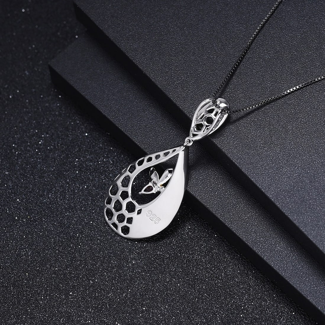 925 Sterling Silver Natural Garnet Necklace - 3