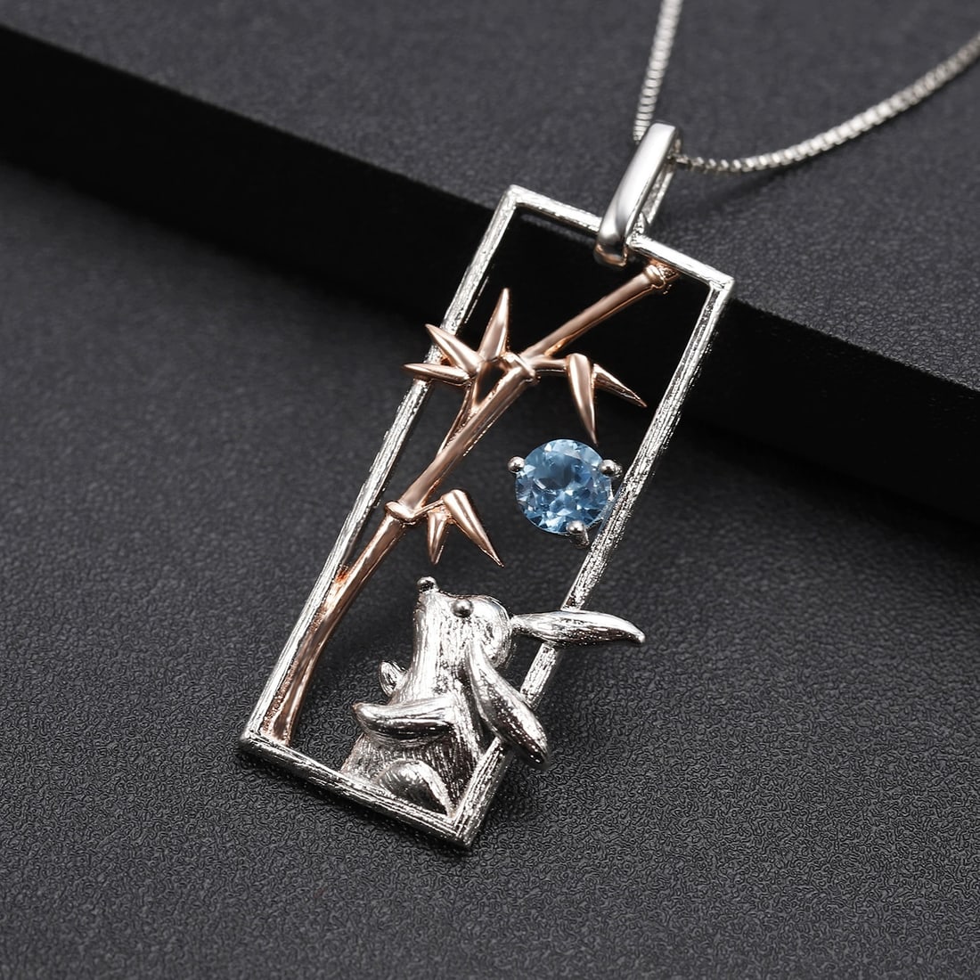 925 Sterling Silver Natural Topaz Necklace - 4