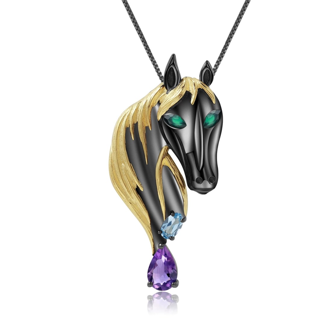 925 Sterling Silver Natural Amethyst & Topaz & Agate Necklace: Ref:260821180 // gold content:925 sterling silver // main gemstone:amethyst // shape:pear // carat weight: // color:purple // treatment:natural // // adjacent gemstone 2 : topaz // shape:oval //