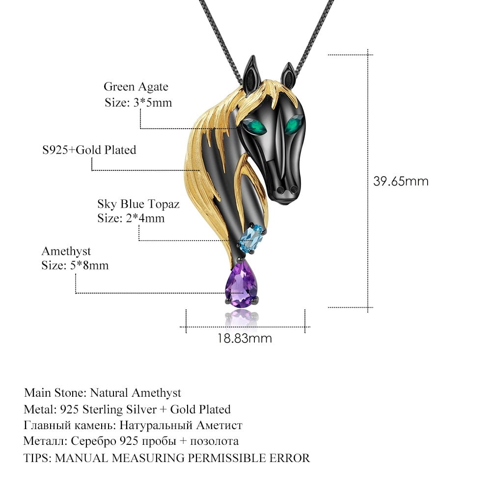 925 Sterling Silver Natural Amethyst & Topaz & Agate Necklace - 4