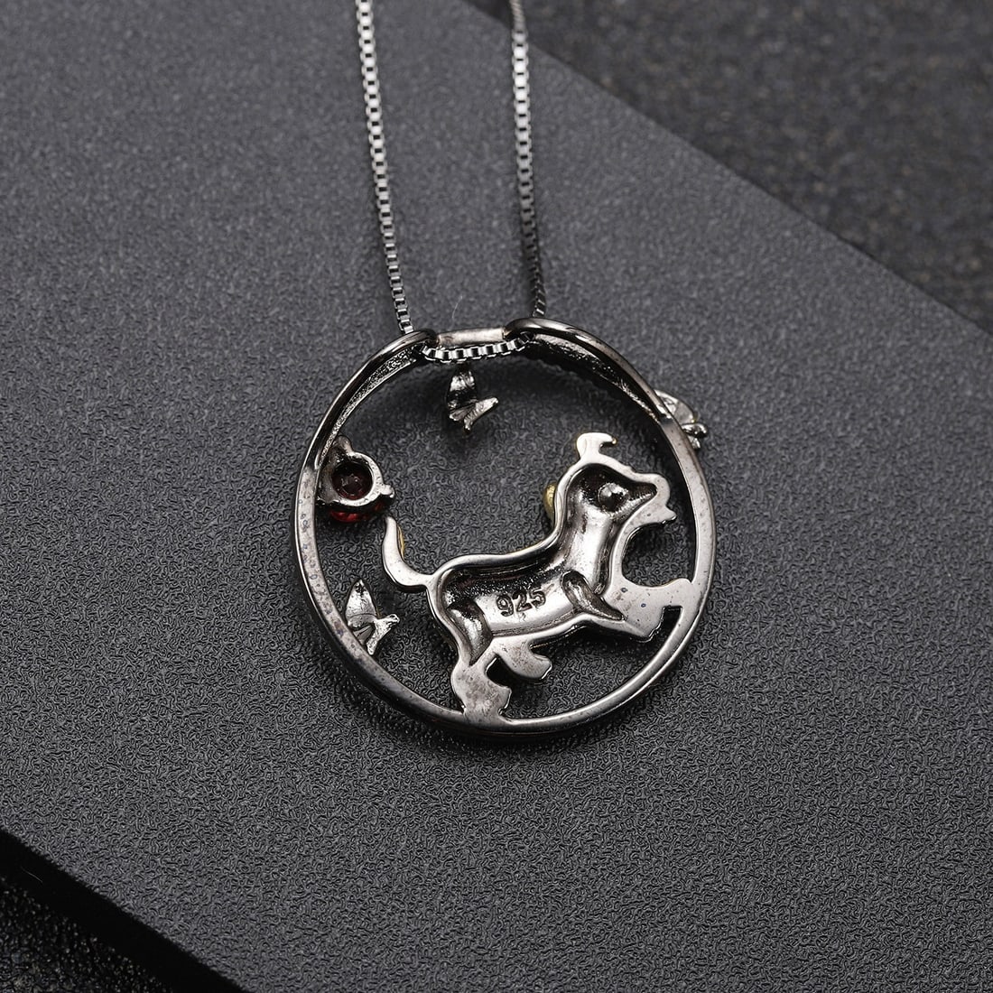 925 Sterling Silver Natural Garnet Necklace - 2