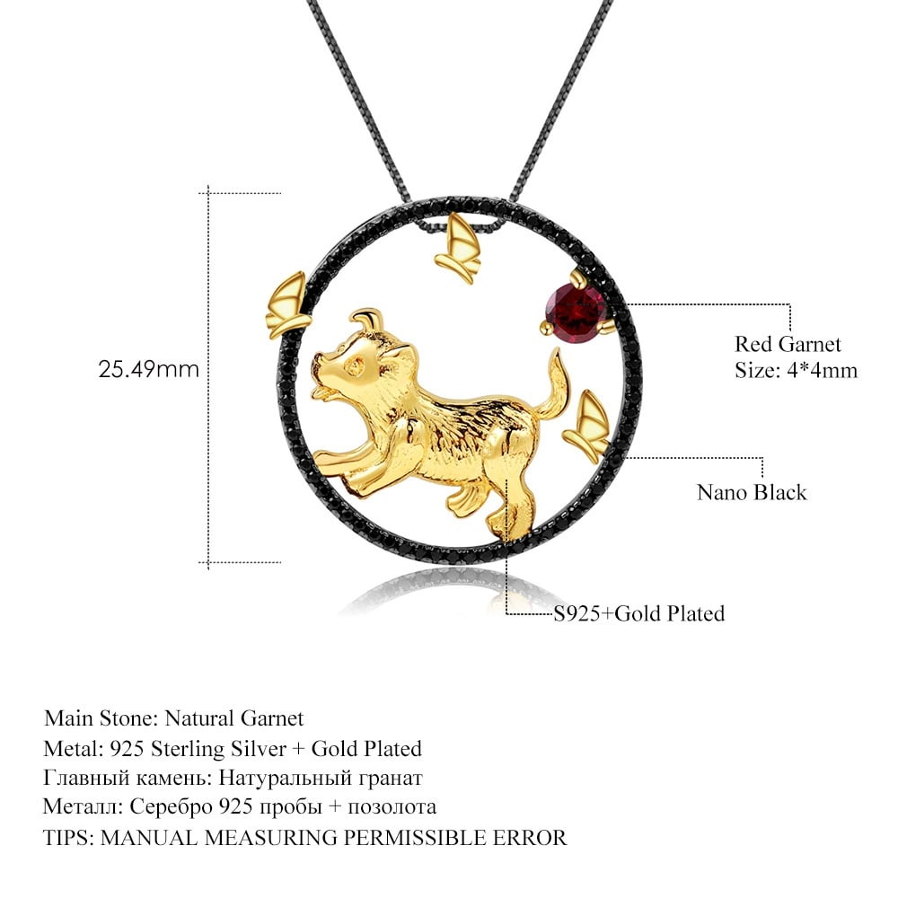 925 Sterling Silver Natural Garnet Necklace - 4