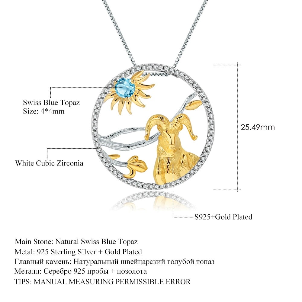 925 Sterling Silver Natural Topaz & Cubic Zirconia Necklace - 3