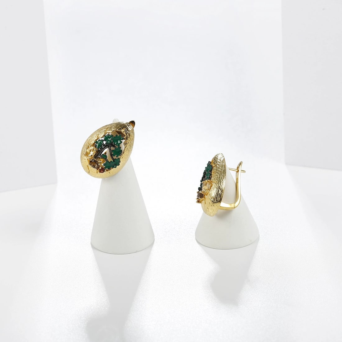 925 Sterling Silver Natural Peridot & Topaz & Amethyst Earrings - 2