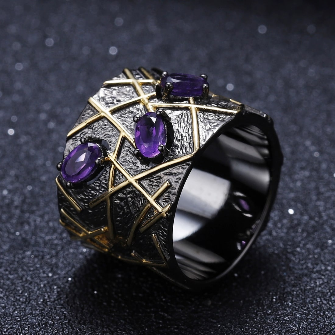 925 Sterling Silver Natural Amethyst Ring - 3