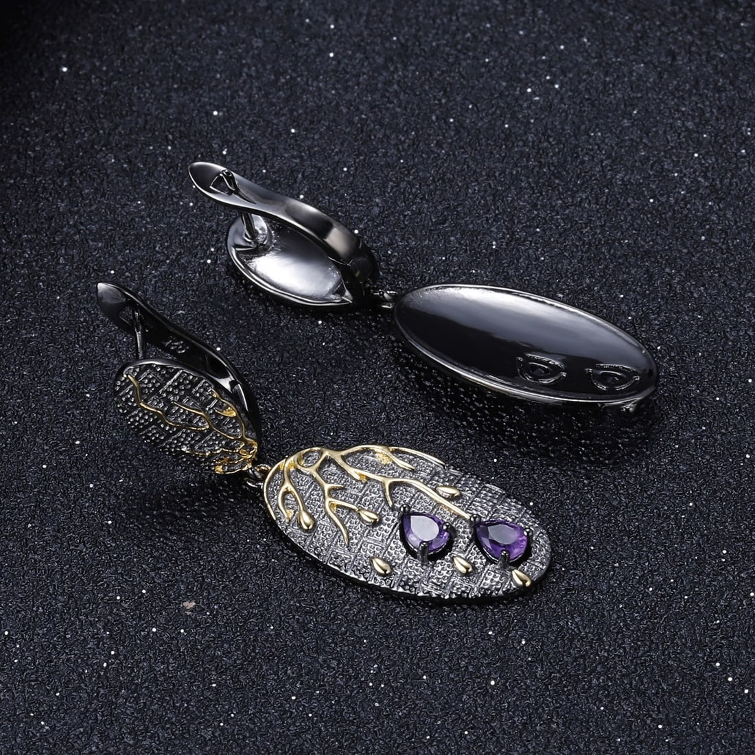925 Sterling Silver Natural Amethyst Earrings - 3