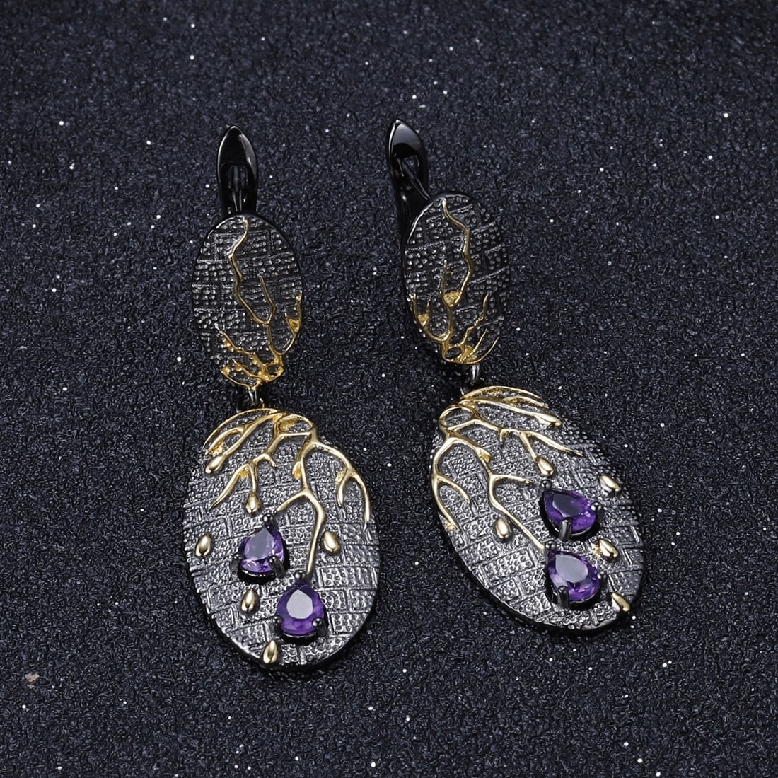 925 Sterling Silver Natural Amethyst Earrings - 4