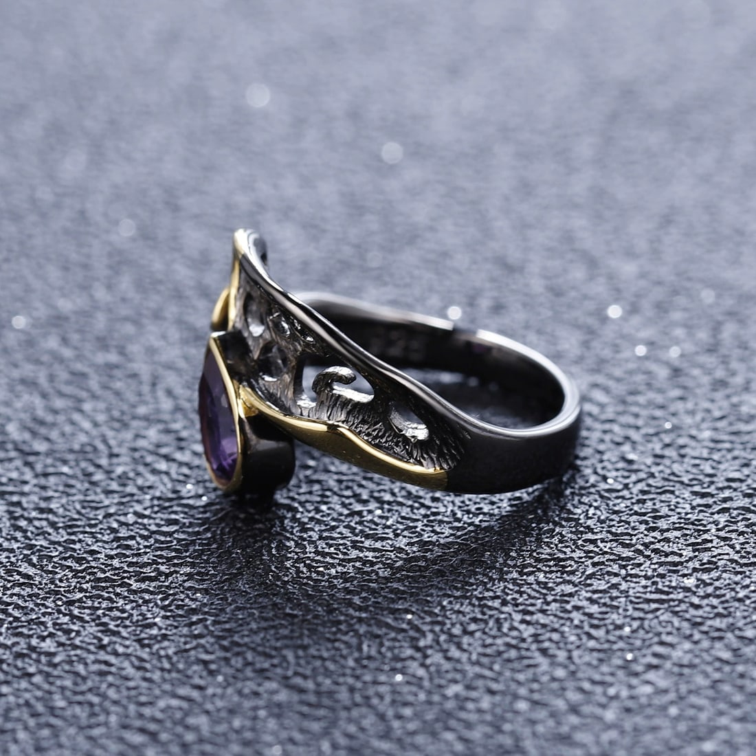 925 Sterling Silver Natural Amethyst Ring - 3