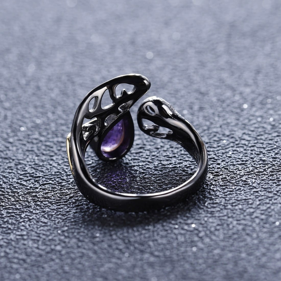 925 Sterling Silver Natural Amethyst Ring - 4