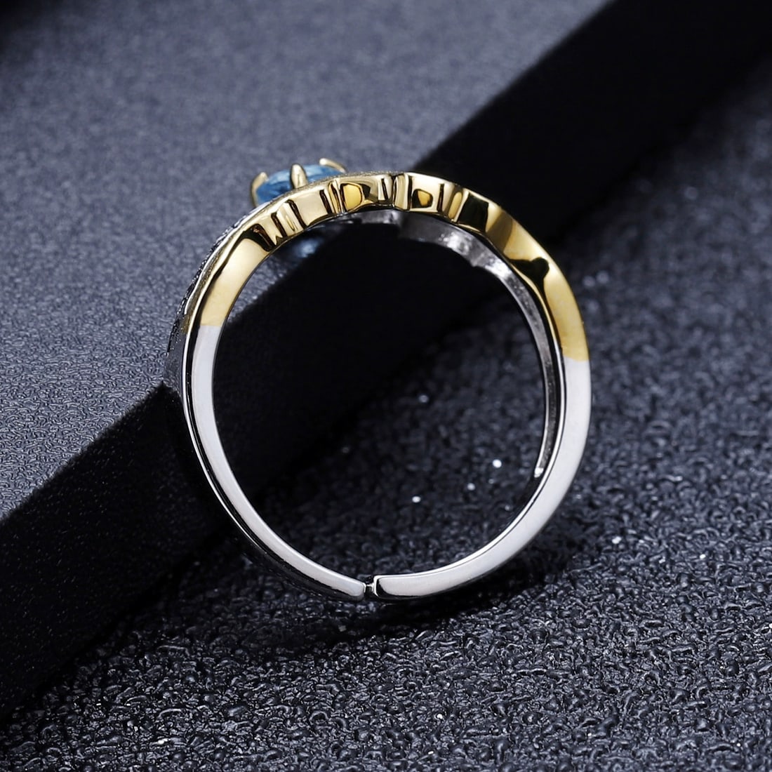 925 Sterling Silver Natural Topaz Ring - 4