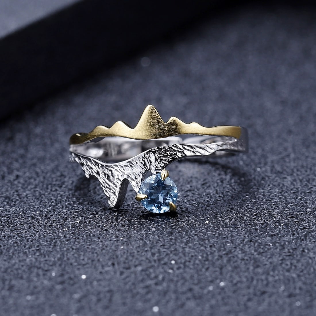 925 Sterling Silver Natural Topaz Ring - 5