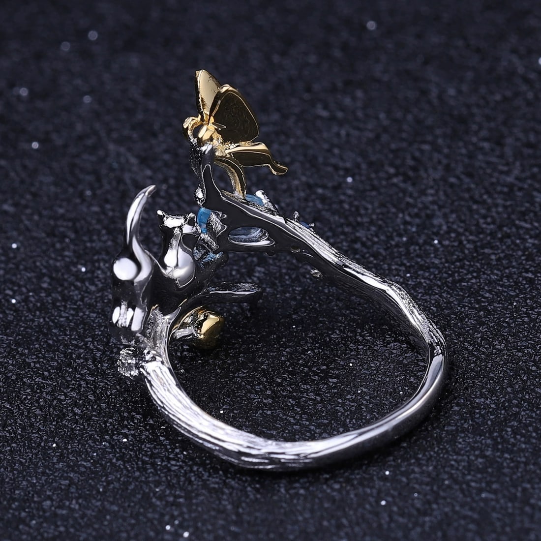 925 Sterling Silver Natural Topaz & Cubic Zirconia Ring - 4