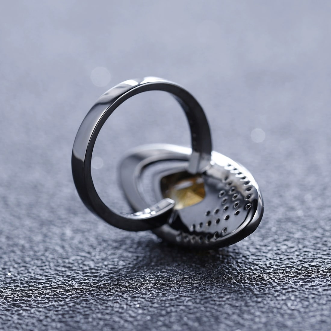 925 Sterling Silver Natural Citrine & Cubic Zirconia Ring - 5