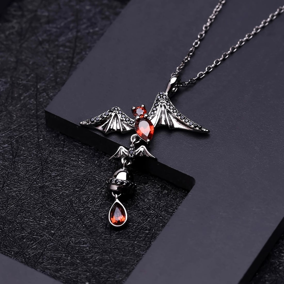 925 Sterling Silver Natural Rhodolite Garnet Necklace - 5