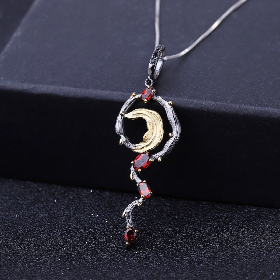 925 Sterling Silver Natural Garnet Necklace - 4