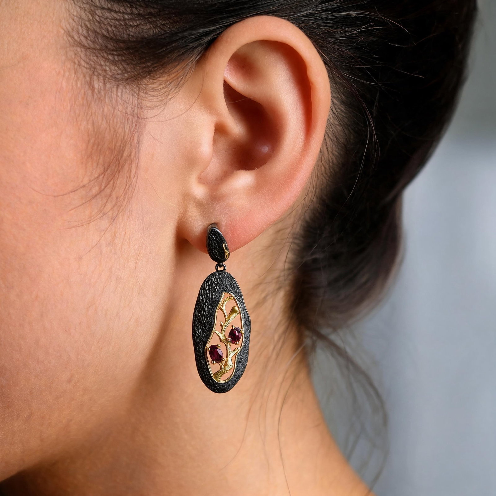 925 Sterling Silver Natural Garnet Earrings - 5