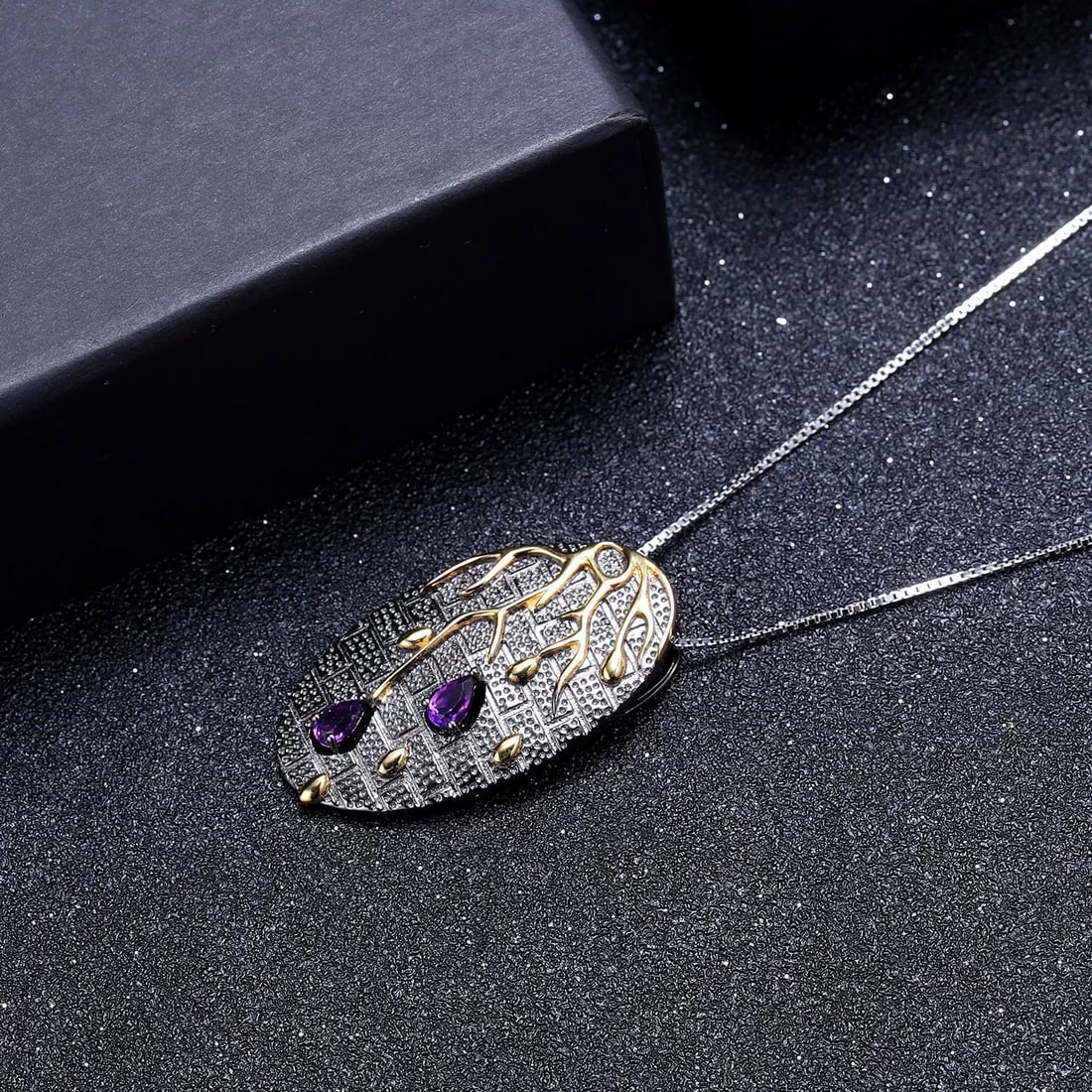 925 Sterling Silver Natural Amethyst Necklace - 4
