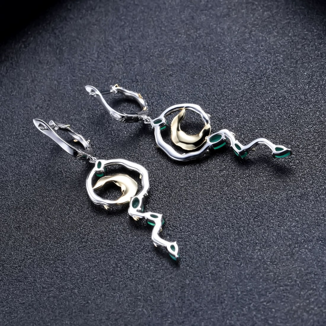 925 Sterling Silver Natural Agate & Cubic Zirconia Earrings - 5