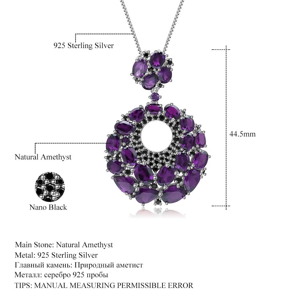 925 Sterling Silver Natural Amethyst Necklace - 2