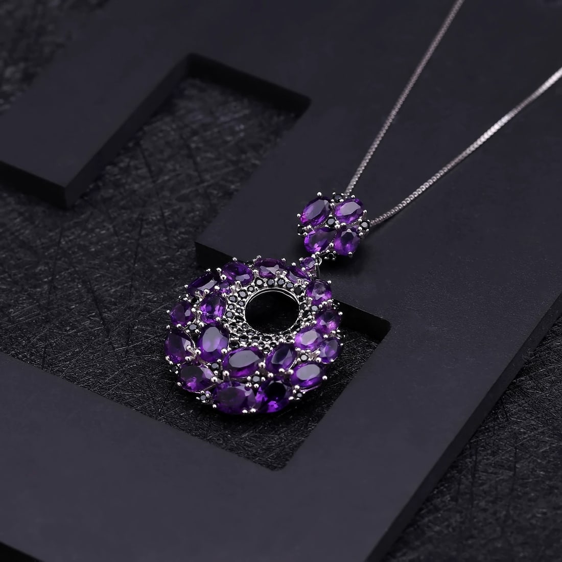 925 Sterling Silver Natural Amethyst Necklace - 3