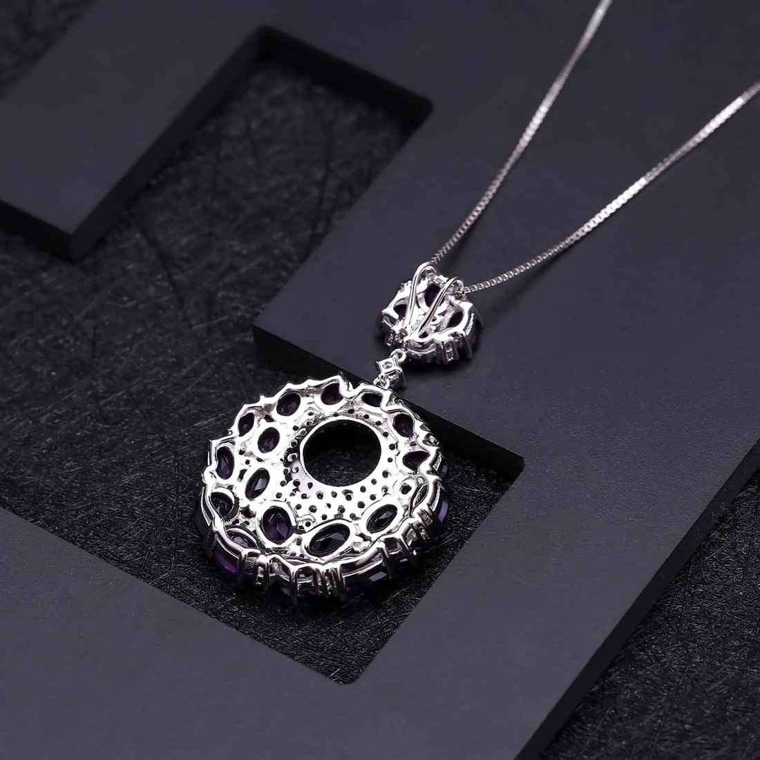 925 Sterling Silver Natural Amethyst Necklace - 4