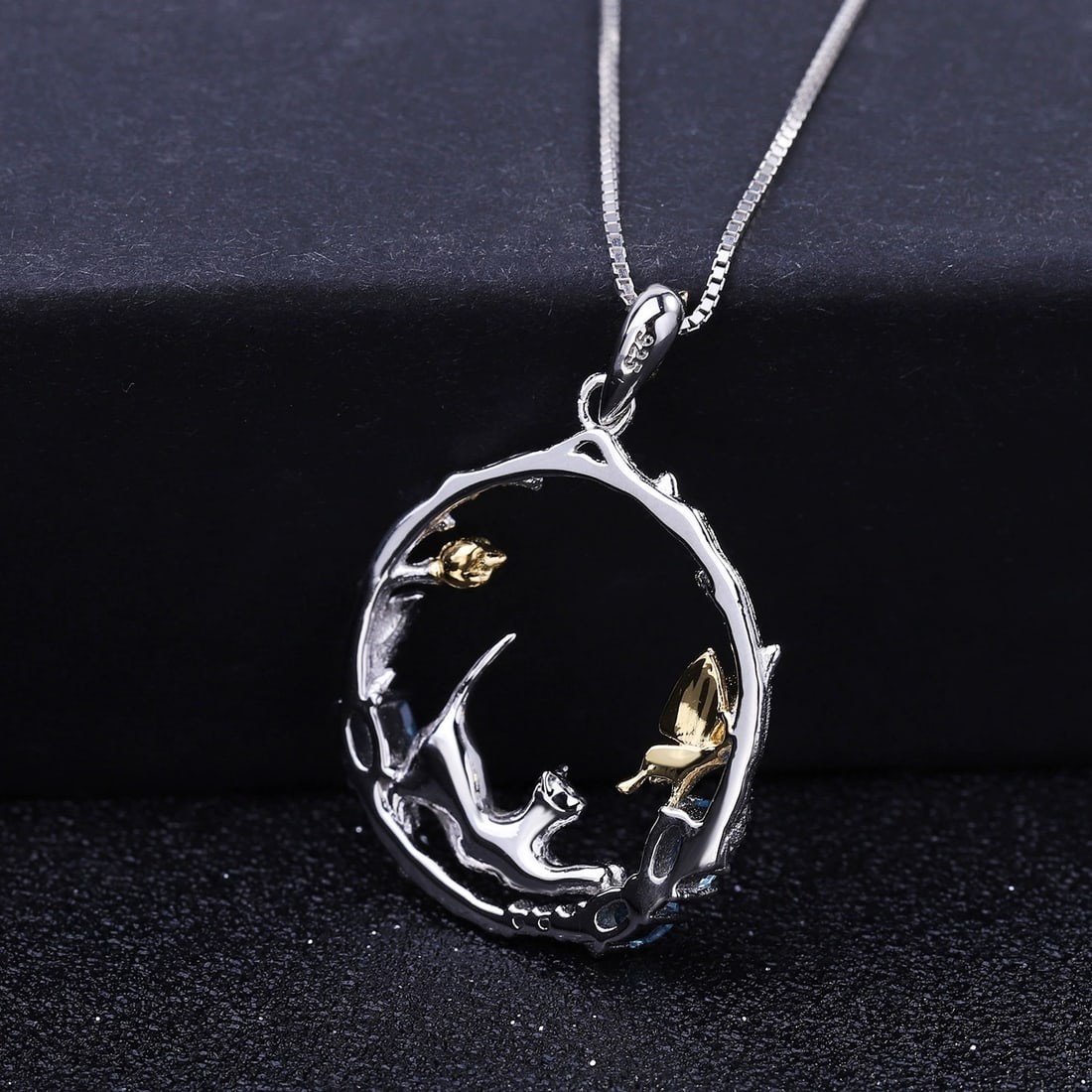 925 Sterling Silver Natural Topaz & Cubic Zirconia Necklace - 3