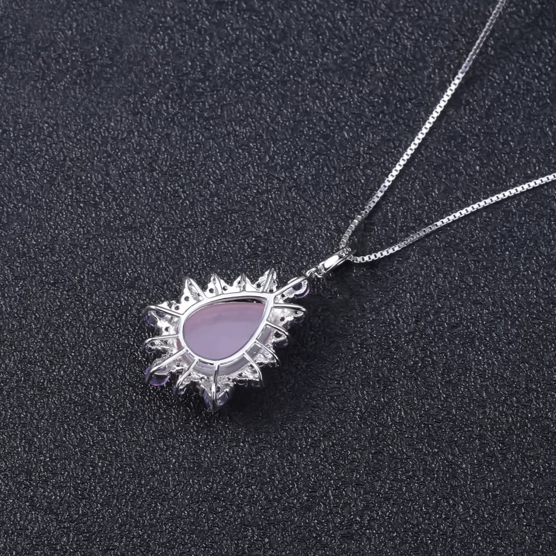 925 Sterling Silver Natural Pink Chalcedony & Amethyst Pendant( Without Chain ) - 2