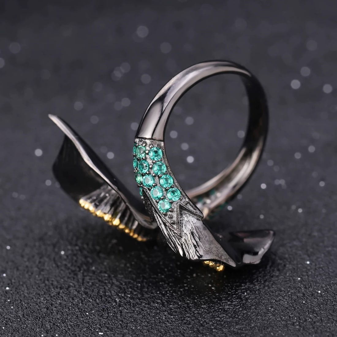 925 Sterling Silver 1.24 Ct Natural Peridot & Nano Emerald Ring - 3