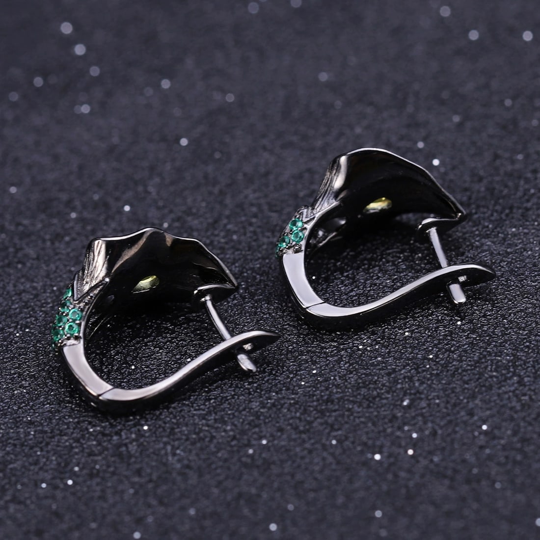925 Sterling Silver 1.56 Ct Natural Peridot & Nano Emerald Earrings - 4