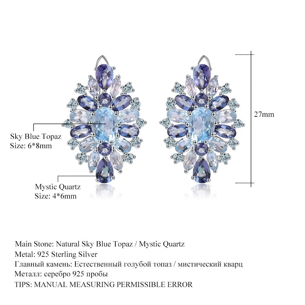 925 Sterling Silver Natural Topaz & Mystic Quartz Earrings - 2