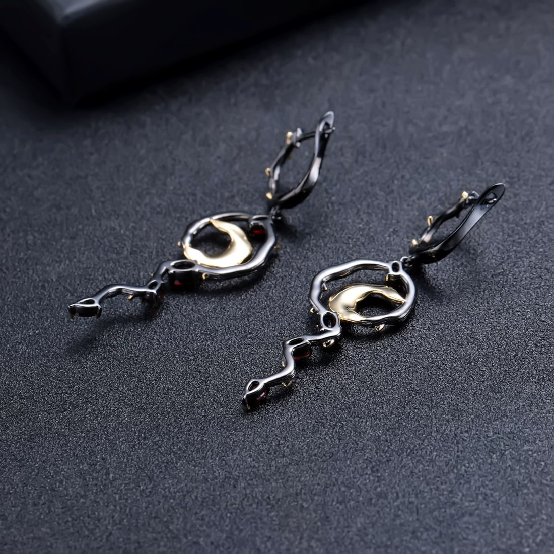 925 Sterling Silver Natural Garnet & Cubic Zirconia Earrings - 4