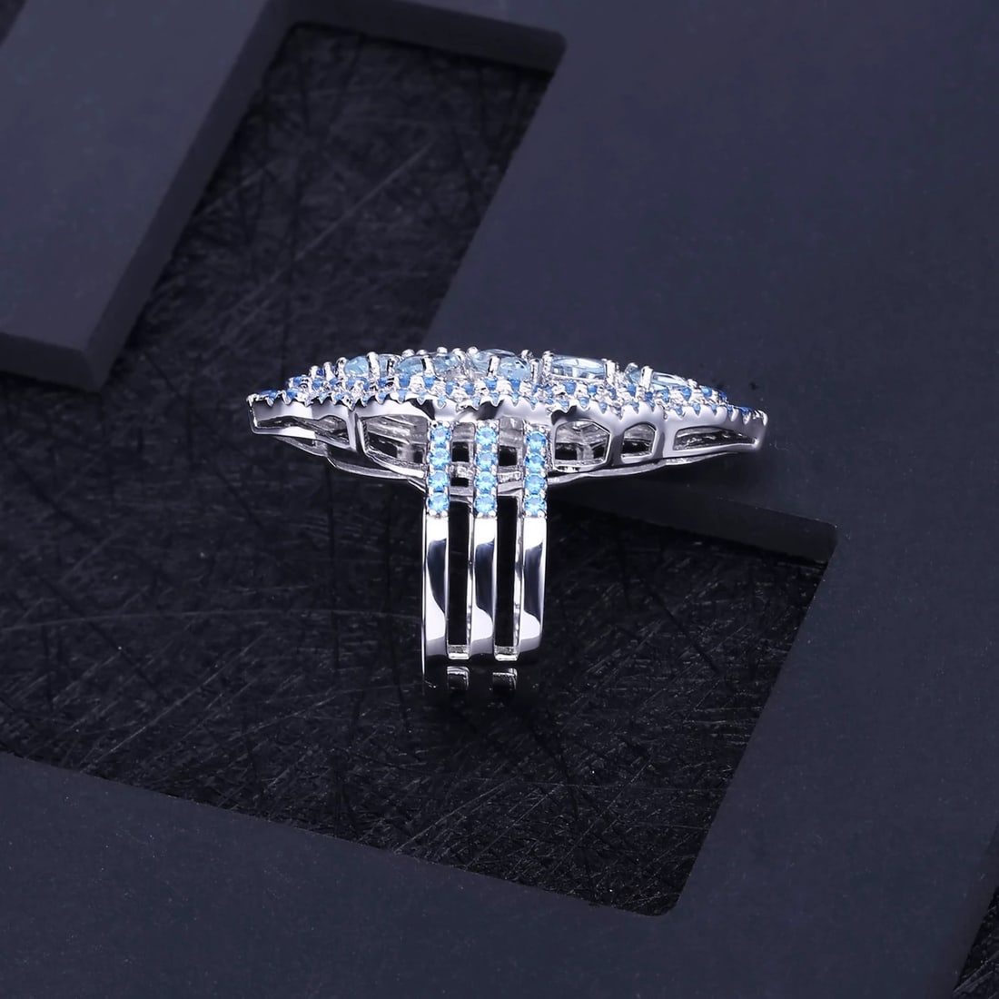 925 Sterling Silver Natural Topaz Ring - 2