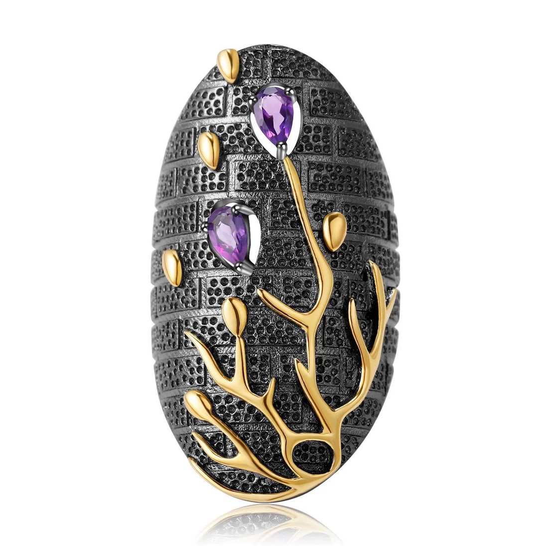 925 Sterling Silver Natural Amethyst Ring: Ref:260821255 // gold content:925 sterling silver // ring size:7. 25us // // main gemstone:amethyst // shape:pear // carat weight: // color:purple // treatment:natural // Condition: New Low Estimate: 