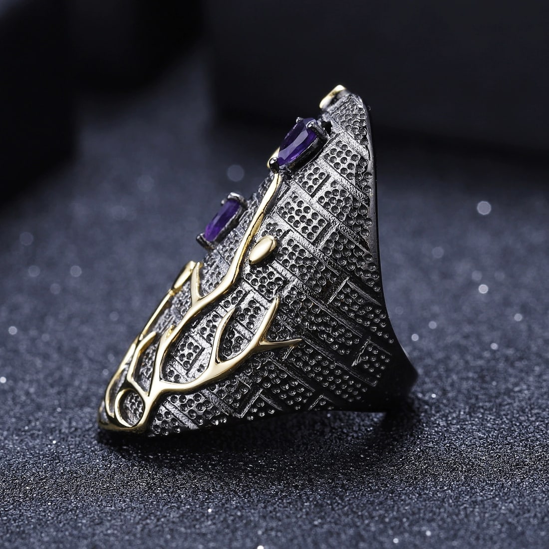 925 Sterling Silver Natural Amethyst Ring - 3
