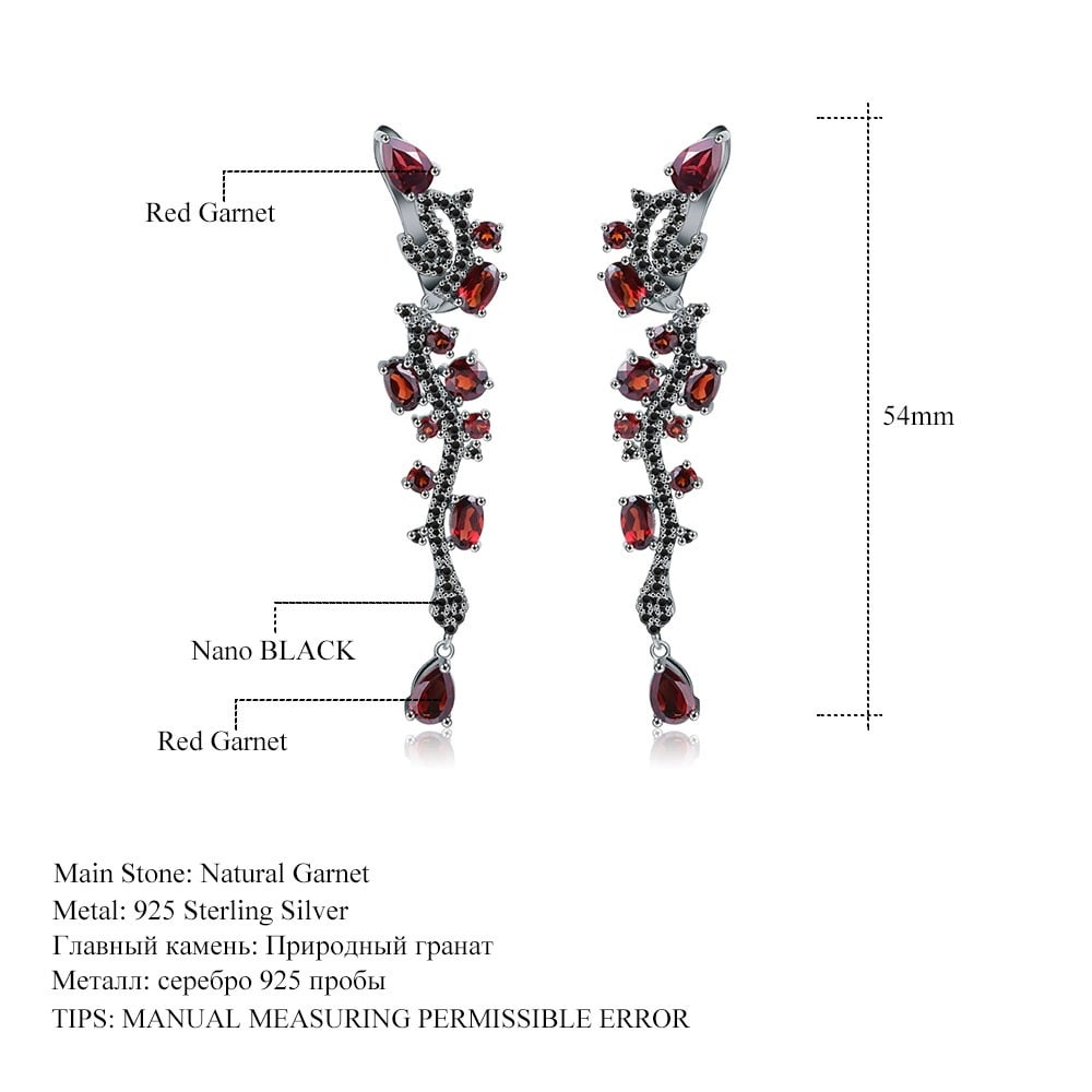 925 Sterling Silver Natural Garnet Earrings - 3