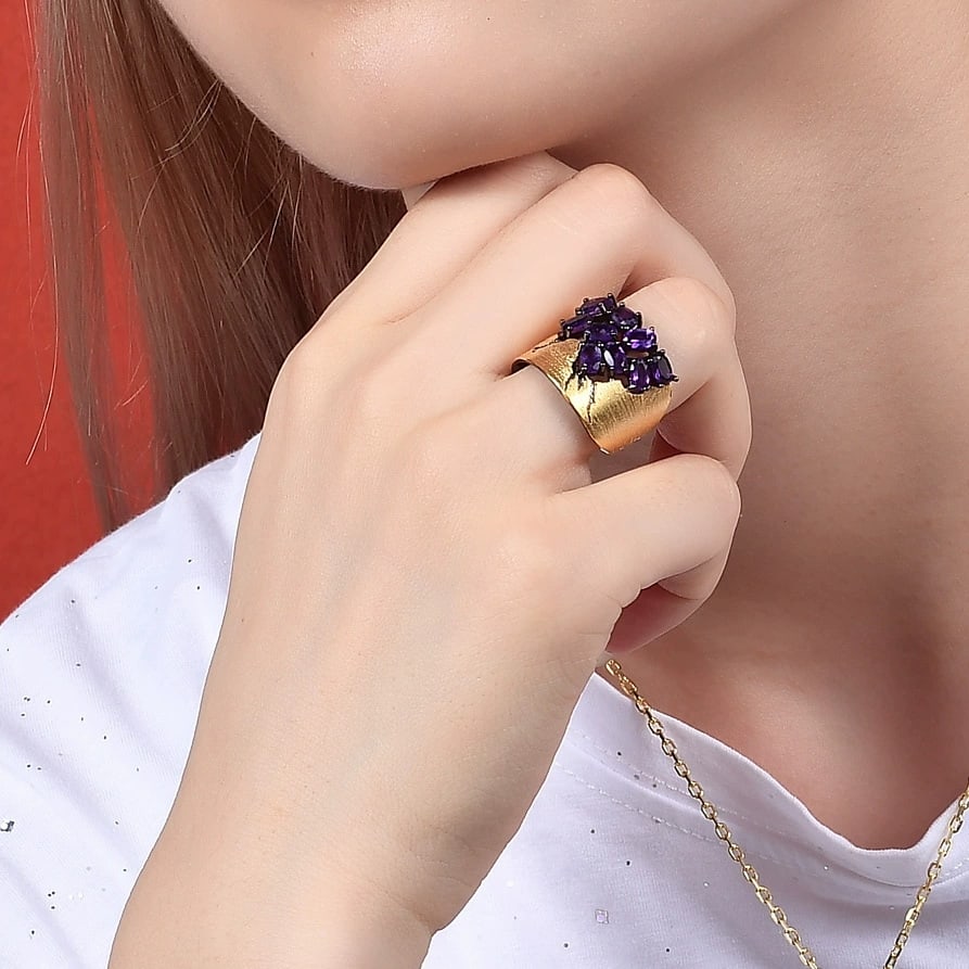 925 Sterling Silver Natural Amethyst Ring - 2