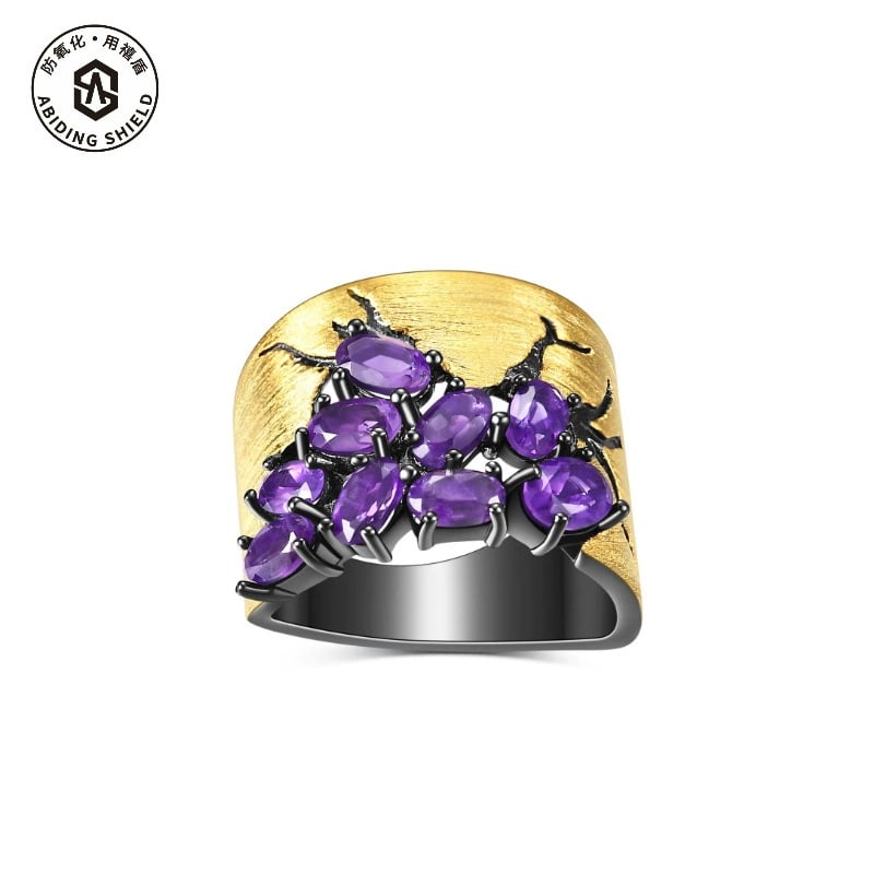 925 Sterling Silver Natural Amethyst Ring - 3