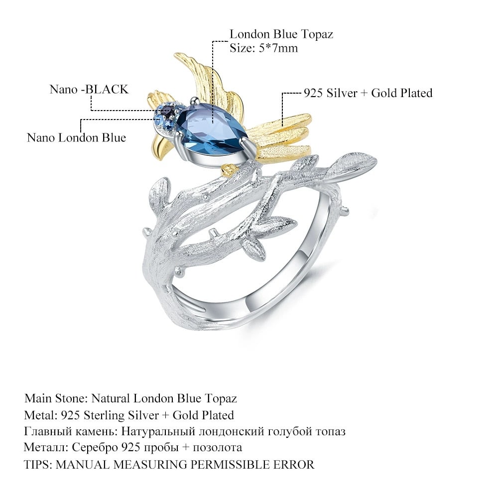 925 Sterling Silver 7.52 Ct Natural Topaz & Cubic Zirconia Ring - 3