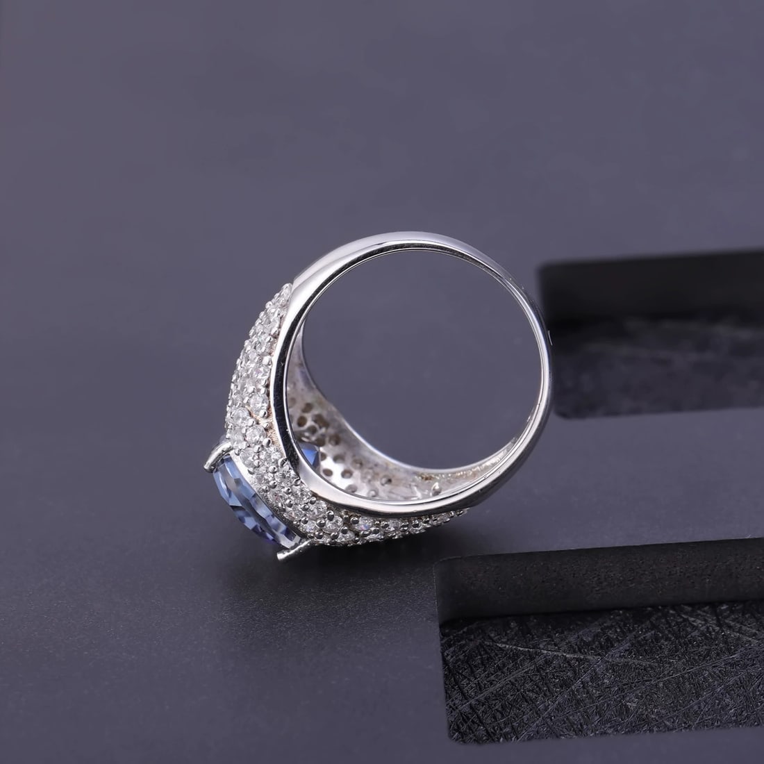 925 Sterling Silver 5.22 Ct Natural Mystic Quartz & Cubic Zirconia Ring - 5