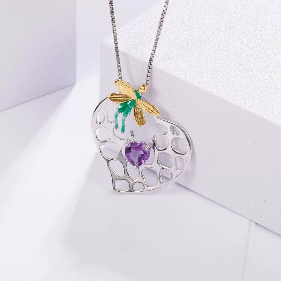 925 Sterling Silver Natural Amethyst Necklace - 2