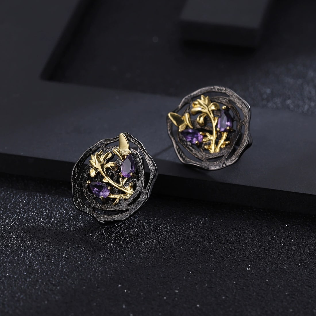 925 Sterling Silver Natural Amethyst Earrings - 3