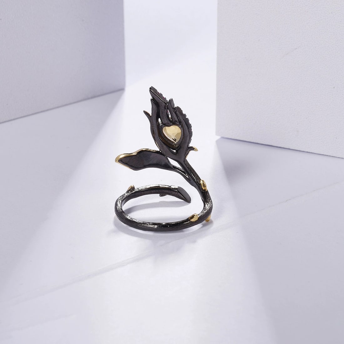 925 Sterling Silver Natural Citrine & Cubic Zirconia Ring - 5