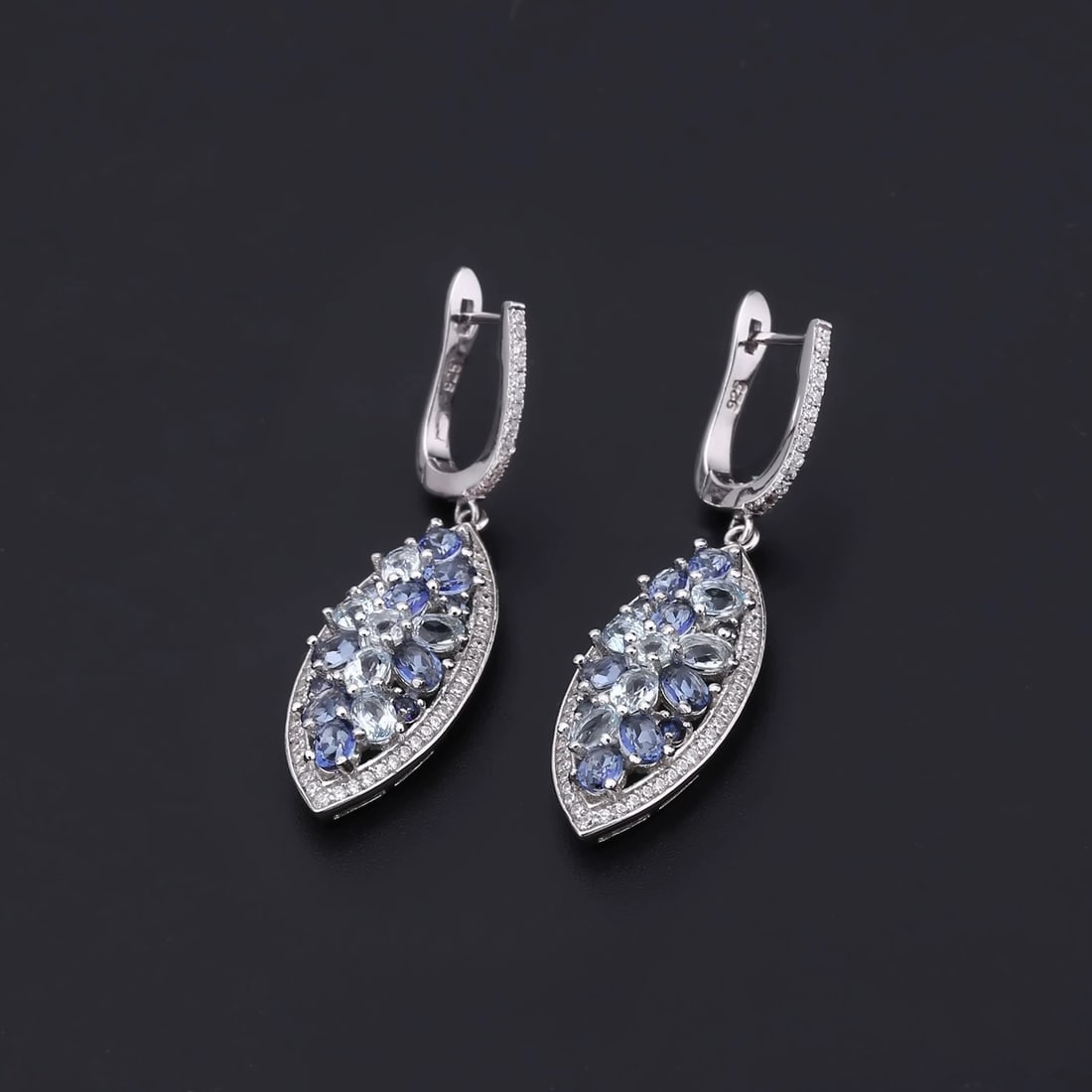 925 Sterling Silver Natural Topaz & Mystic Quartz & Cubic Zirconia Earrings - 4